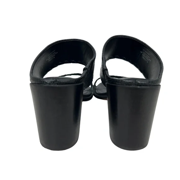 Vince Camuto Black Leather Snake Skin Kafinny Sandal Stacked Block Heel Size 7M - Picture 8 of 11